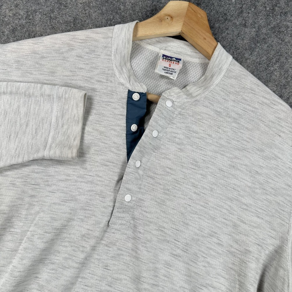 Patagonia Capilene Pullover Shirt Mens Small Gray Snap Neck Base Layer USA